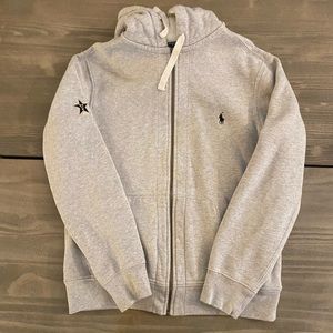 Gray Polo Ralph Lauren full zip hoodie with Vanderbilt University logo.